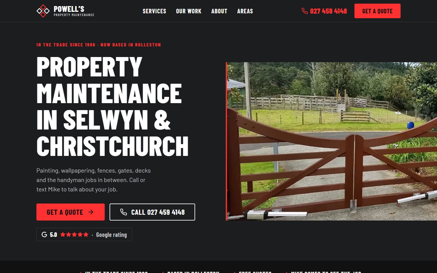 The Powell's Property Maintenance website home page on a laptop